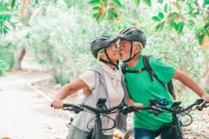 Couple embracing health and retirement